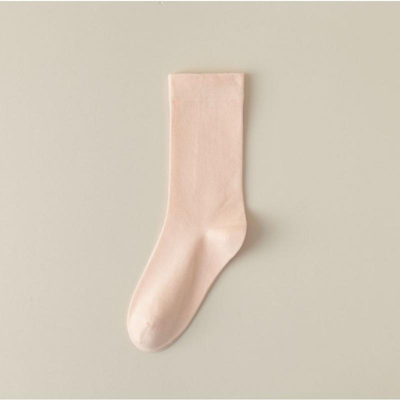 5 пар однотонных хлопковых носков средней длины, трикотажные свободные длинные мягкие повседневные носки на весну и осень, черные, белые, дышащие женские носки