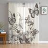 Прозрачные шторы с бабочками для гостиной, прозрачный тюль, занавески для окон, спальни, кухни, домашний декор, вуаль, шторы