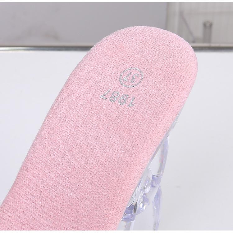 Новые 12 см модные свадебные сексуальные модели автомобилей прозрачные ночные клубные хрустальные квадратные нескользящие тапочки