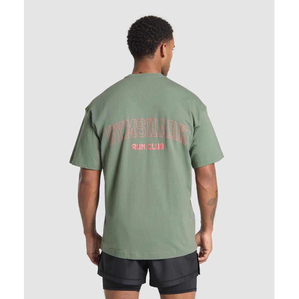 Gymshark Футболка с графическим принтом для бега, зеленая, A7a2k Ecjf