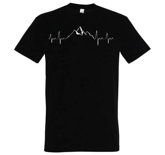 Youth Designz Heartbeat Mountain Mens Printed T-Shirt Funny Mountain Hiking