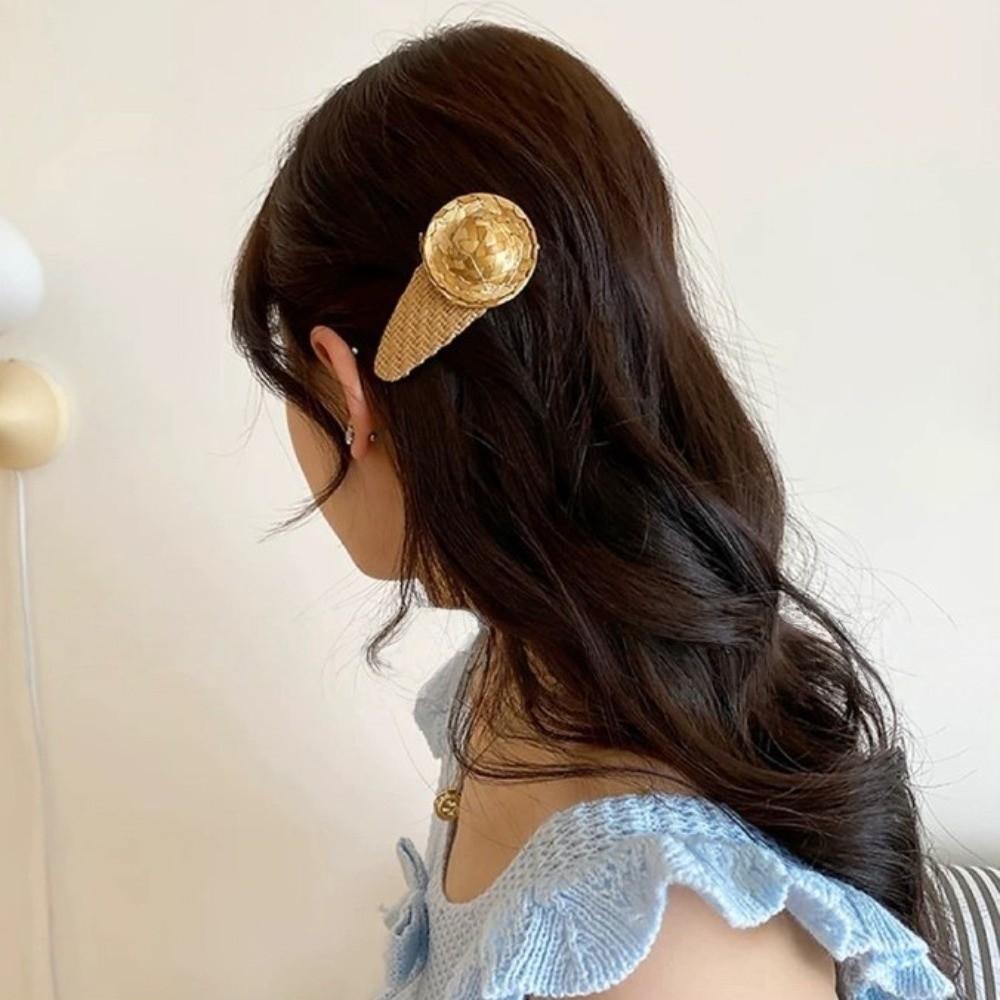 Korean Style Starfish Hair Clip Summer Weaving Style Barrette Straw Hat Hairpin  Hair Accessories