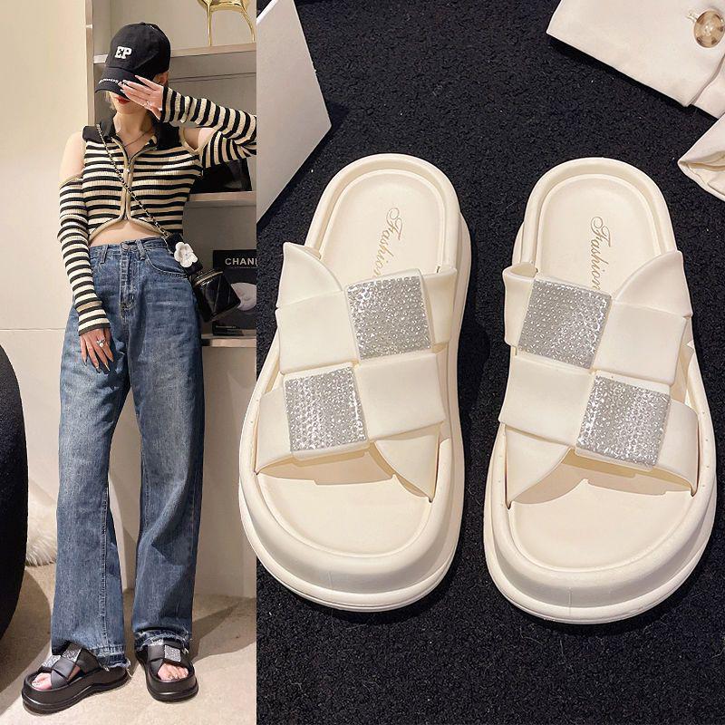 Женские туфли с квадратным ромбовидным узором, визуально увеличивающие рост, 2025, дизайн Xiaoxiang Fengshui, платформа 4,5 см, модная толстая подошва для повседневной носки