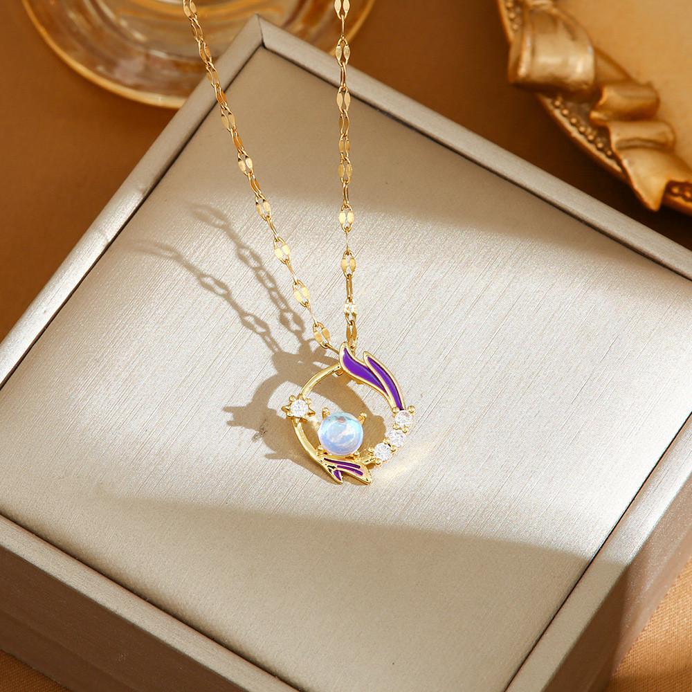 Уникальное ожерелье из титановой стали, вдохновленное природой, с красивыми элементами океанской волны и звезды