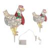 2Pcs Light Up Chicken with Scarf RGB Acrylic Luminous Chicken Lighted Chicken Christmas Ornaments