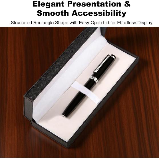 Leather Pen Box Single Case Empty Rectangle Pen Boxes for Fountain and Ballpoint Pens Display Organizer Storage Case for Men and Women Business