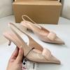 Fashion Square Buckle Pointed Toe Modern Sandals for Women New Summer Desiger Slingback Patent Leather High Heels Ladies Dress Shoes