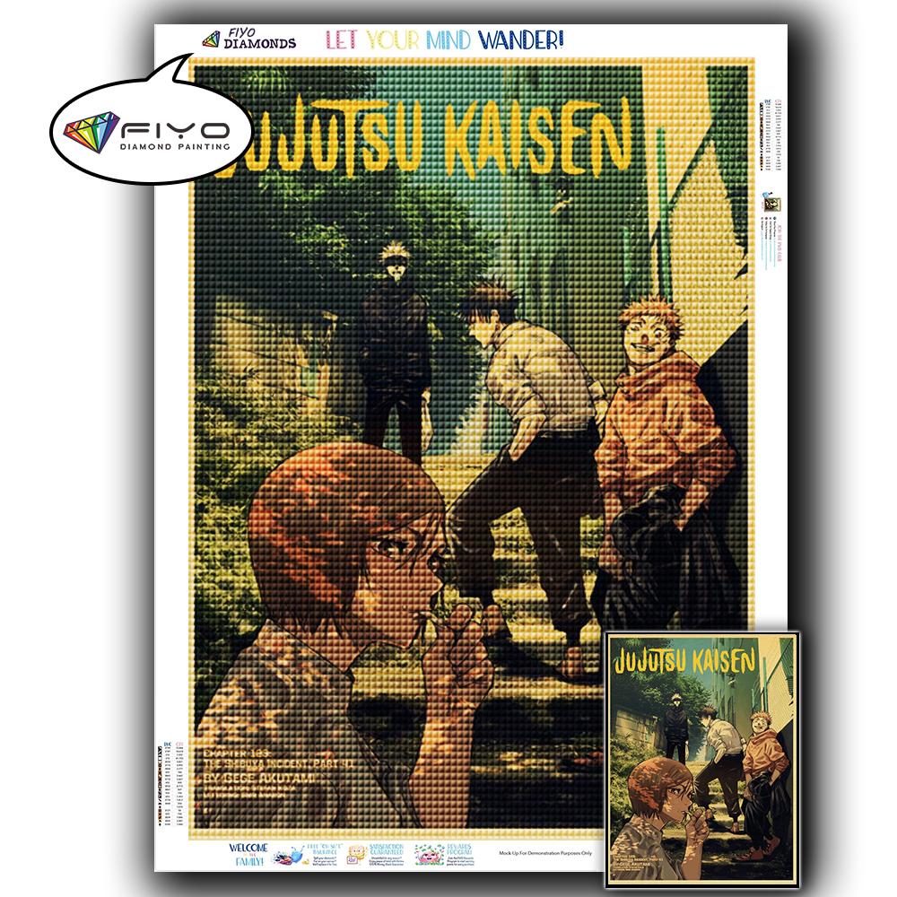 5D DIY Алмазная вышивка Аниме Дзюдзюцу Кайсен Картина Стразы Алмазная живопись Бумага Винтаж Плакат Алмазная мозаика Рукоделие Домашний декор