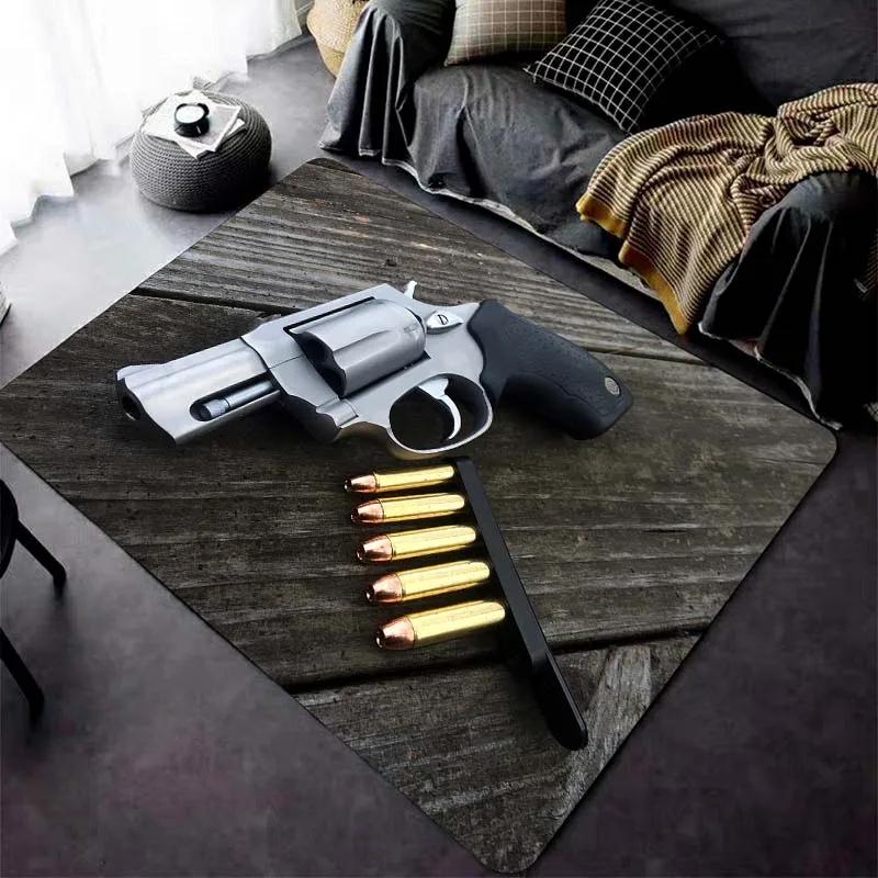 Ковер с рисунком револьвера для гостиной, игровые коврики, мягкий напольный ковер, мультяшные коврики, коврик для ванной, коврик для йоги, домашний декор