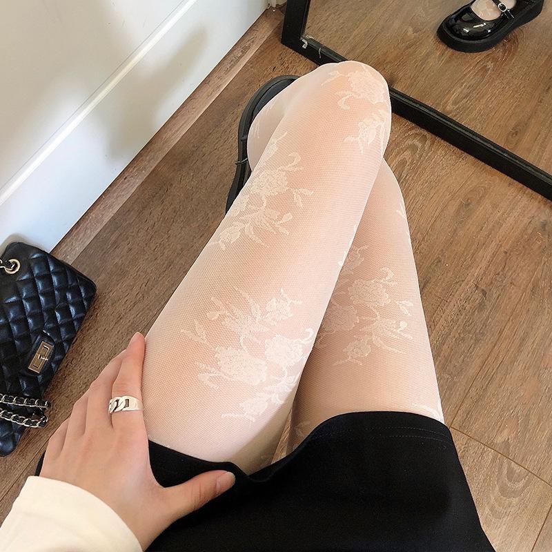 Women Fashion Rose Pattern Tight Lace Pantyhose Sexy See-through Stockings Body Stockings for Wome Sheer Pantyhose