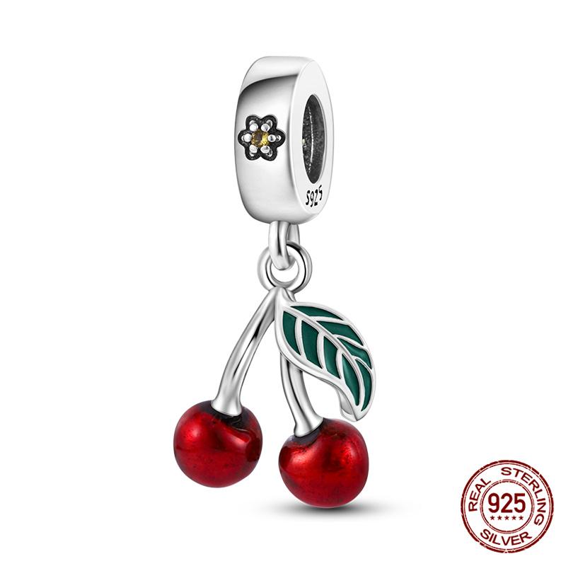 Original Charm Copper Fruit Series Avocado & Cherry Charms Beads Fits 3Mm Original Bracelet Necklace Womens Diy Jewelry Gift