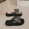 Thick-bottomed Cool Slippers Female Summer Wear 2025 New Fairy Style with Skirt Thick-bottomed Fashion One-word Beach Slippers