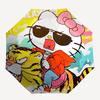 1pc Hello Kitty & Tiger Automatic Folding Umbrella - Portable 3-Fold Design with Iron Frame, Perfect for Outdoor Use, Festive Gifts, Travel, Daily Use