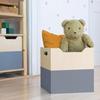 Wooden Storage Box Model 4 - Handles - Grey and Natural Wood - 33 X 33 X 37 Cm
