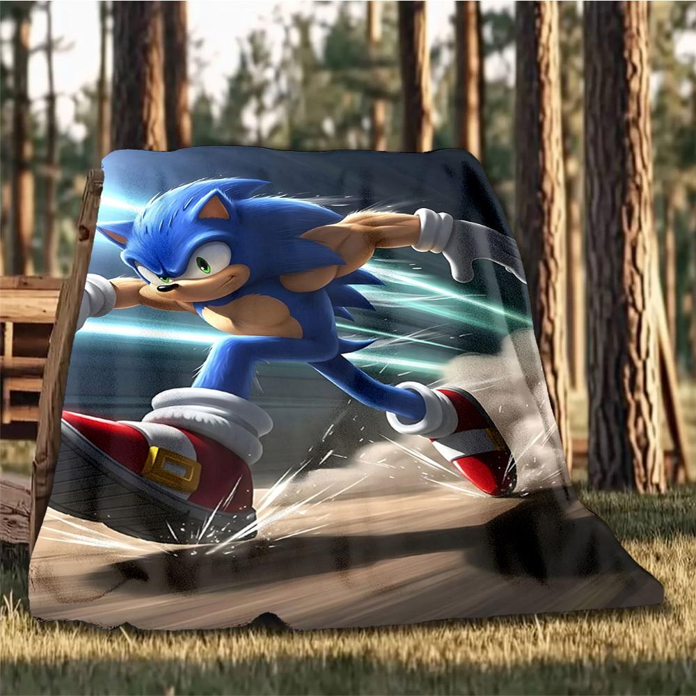 1 шт. Персонализированное фланелевое одеяло Sonic для улицы, Мягкое, Легкое, Персонализированное фланелевое одеяло, Цифровая печать,