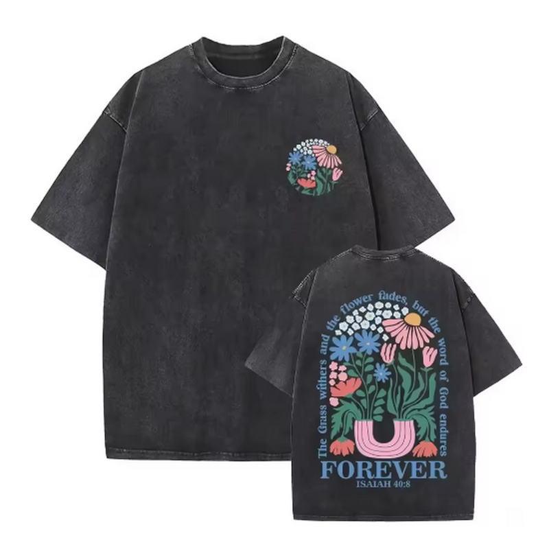 Neutral casual fashion loose T-shirt neutral breathable casual pure cotton outdoor pine wood high-quality short sleeve