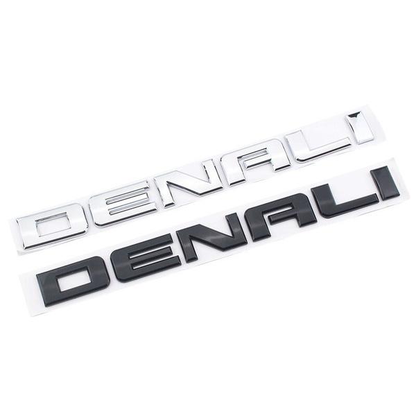 Silver Black For GMC SIERRA DENALI Rear Trunk Side Body Nameplate Logo Emblem Letters Sticker ABS Stereo 3D Car Styling