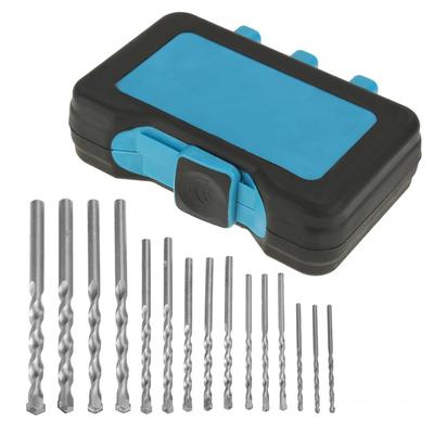 Набор из 15 твердосплавных сверл по камню диаметром 310 мм для бетона, кирпича, плитки, упаковка в синей пластиковой коробке