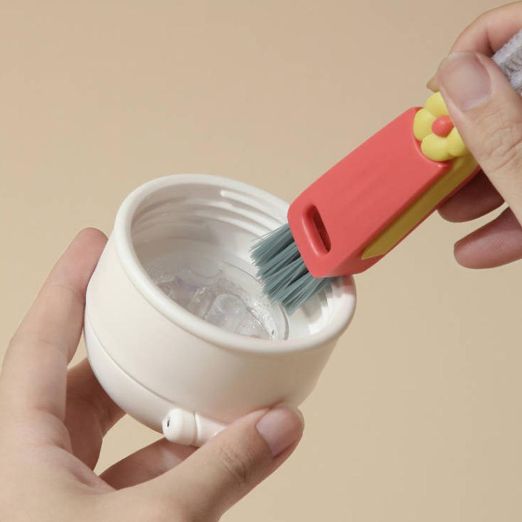 Щетка для чистки крышек чашек 3 в 1, многофункциональная губка для бутылок, дорожные кухонные аксессуары, пластиковый материал