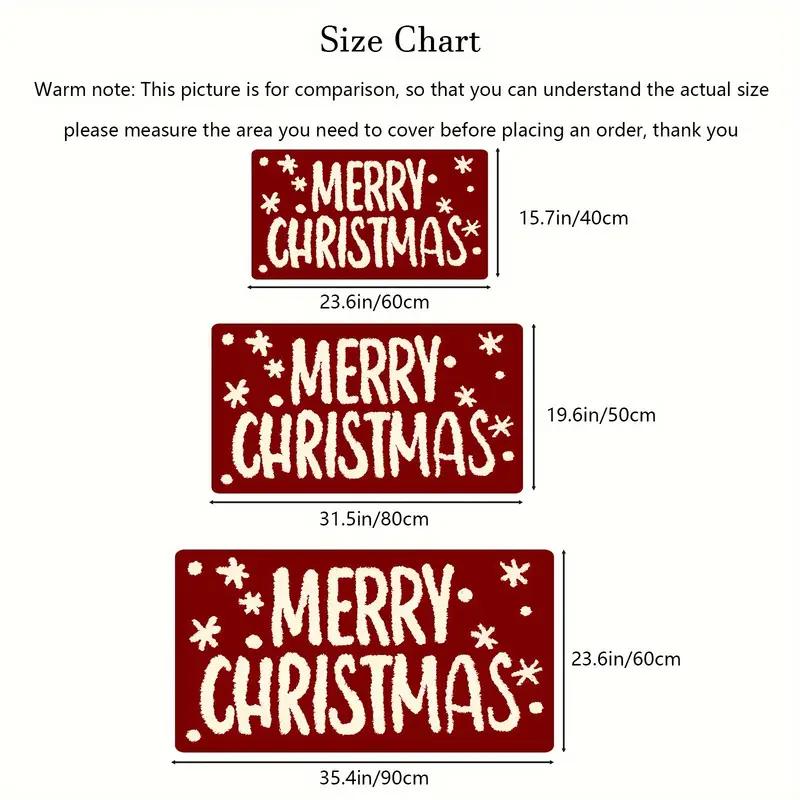 Christmas Minimalist "Merry Christmas" Carpet Home Decor, For Entrance Doors, Bathrooms, Soft, Non-Slip, Water-Absorbent