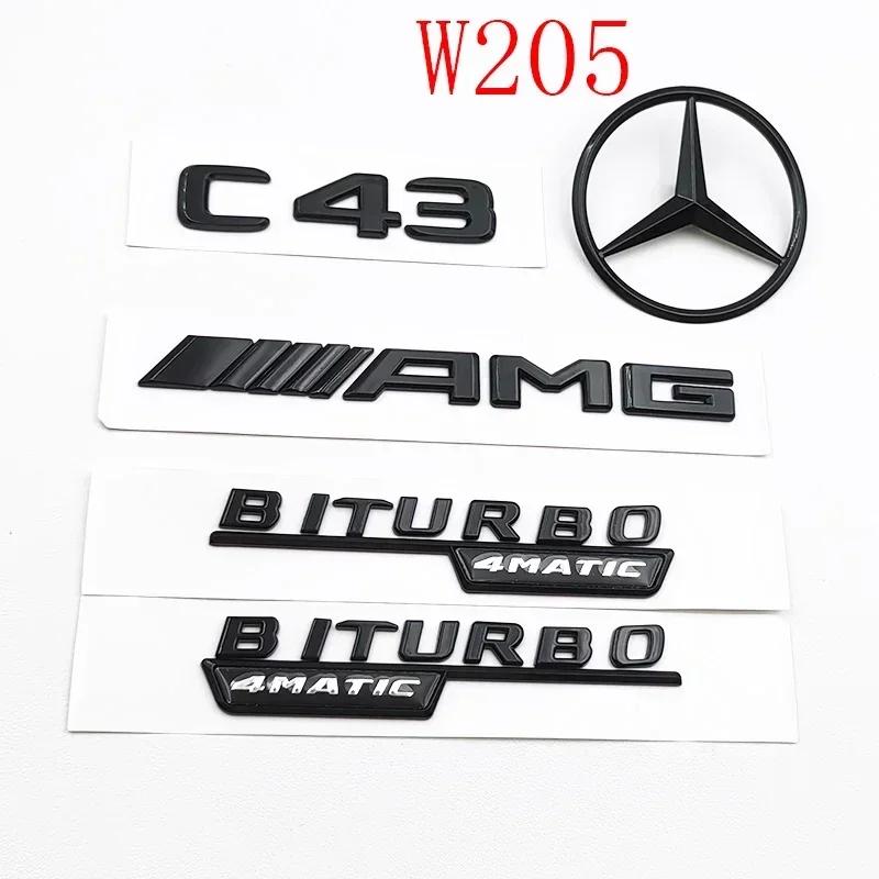 SUG2 3D ABS Glossy Black Logo C43 Embelm Letters BITURBO 4MATIC Badge AMG Sticker For Mercedes Benz C43 W205 W206 AMG Accessories