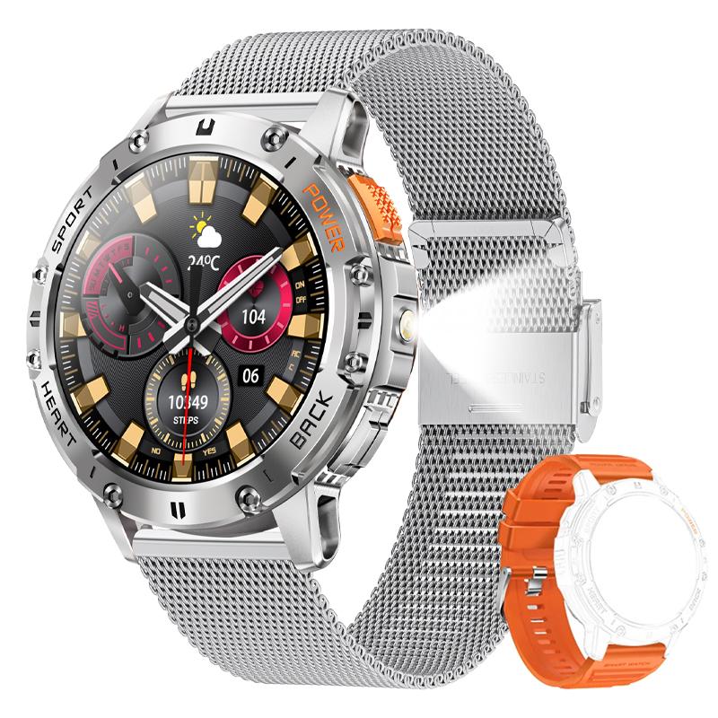 2025 Новинка для Android ios Новые AMOLED умные часы для мужчин с фонариком Спортивные водонепроницаемые фитнес-трекеры Bluetooth Call Smartwatch Man+Box