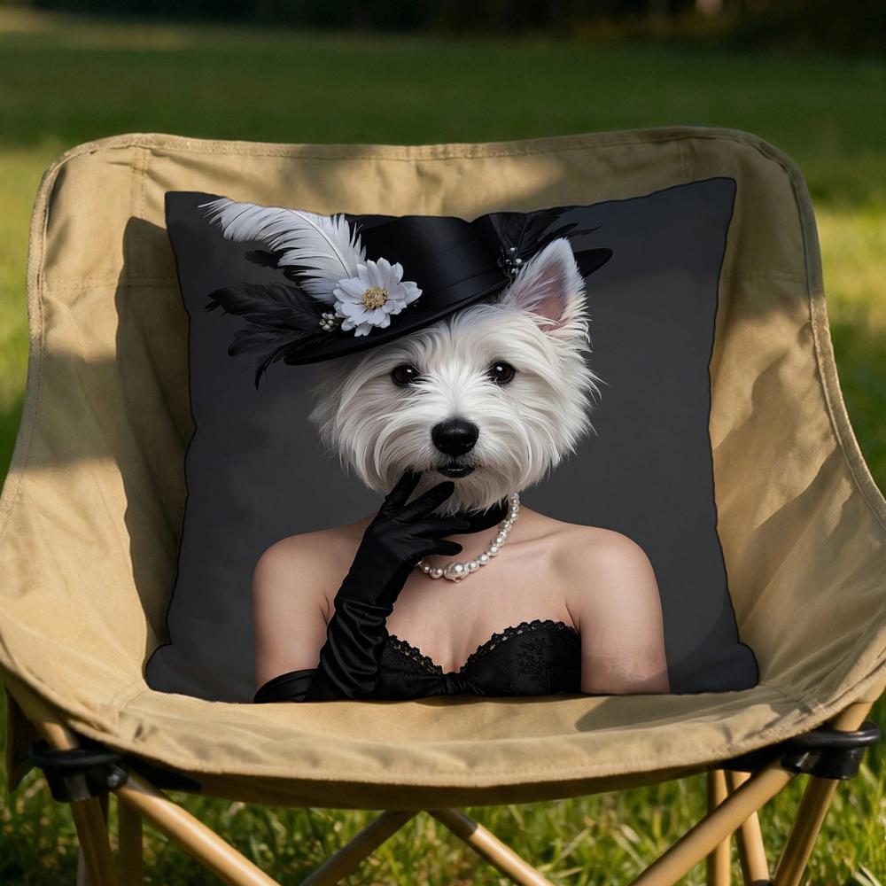 West Highland White Terrier Cushion Cover Soft Reversible Durable Pillow Cover MultiScene Use for Home Car Daily Comfort