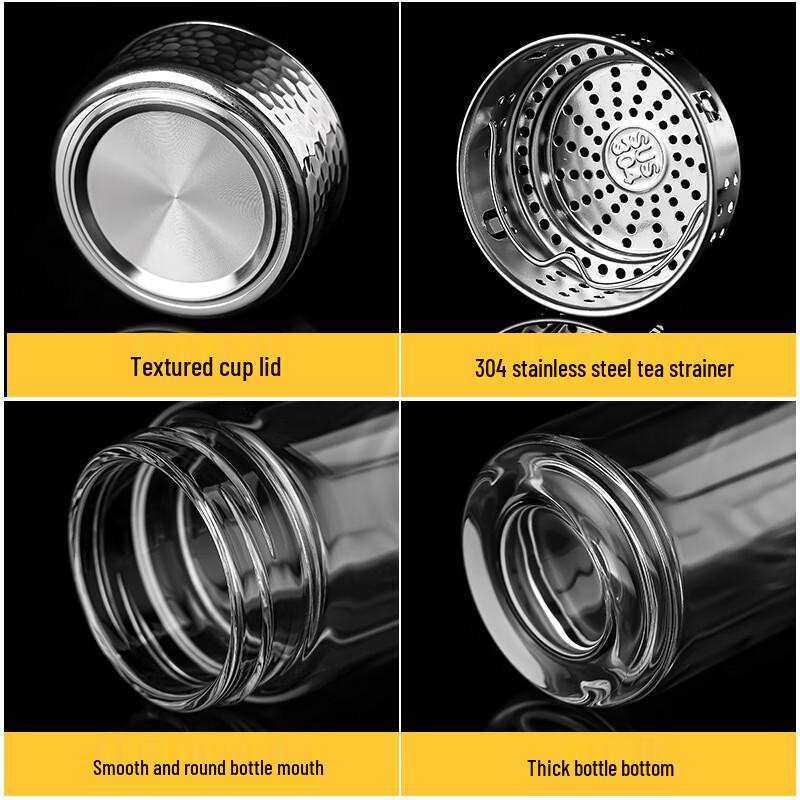 Double-Walled Borosilicate Glass Tea Cup with Hammered Lid