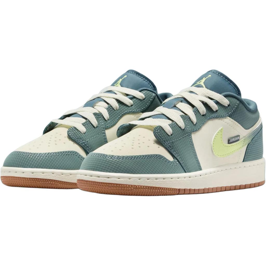 Air Jordan 1 Low SE GS Морское стекло Детские кроссовки Зеленый Хаста Резина-Средне-коричневый IB7112-001