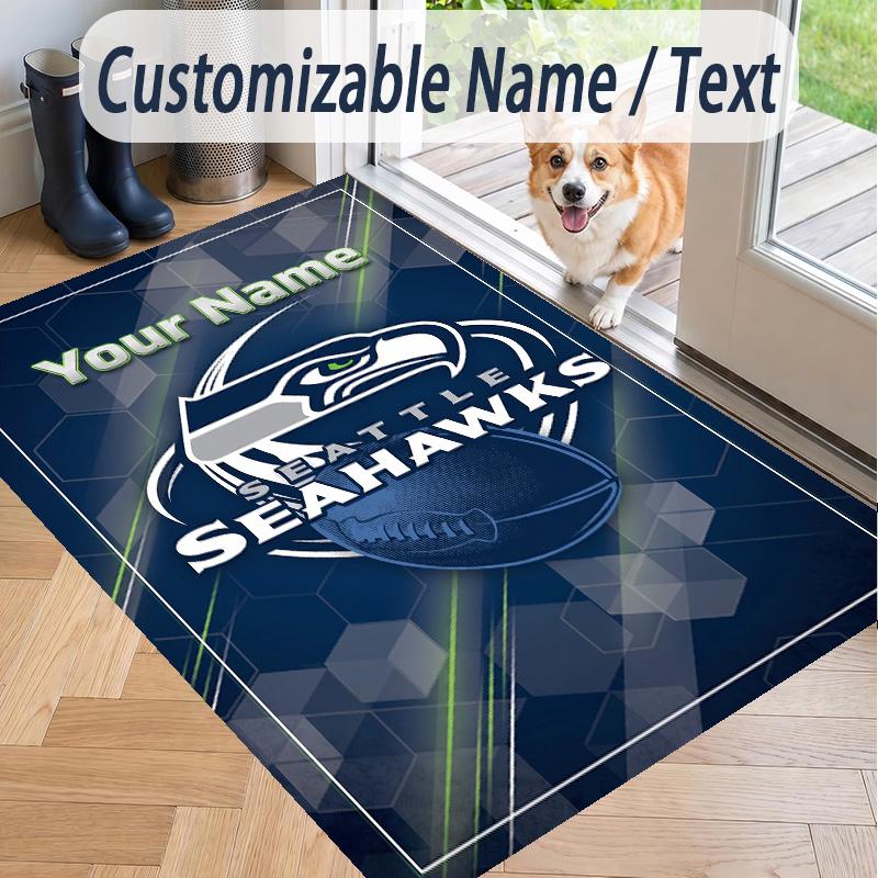 Custom Text Printed Rug Seattle Seahawks Non Slip Floor Carpet For Home Room Decor
