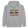 Sweat à capuche à fermeture éclair Drapeau du Suriname en Gris