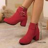 Женские ботильоны на массивном каблуке, весенне-осенняя мода, однотонные, с боковой молнией, на высоком каблуке, сексуальные, элегантные, стильные короткие ботинки