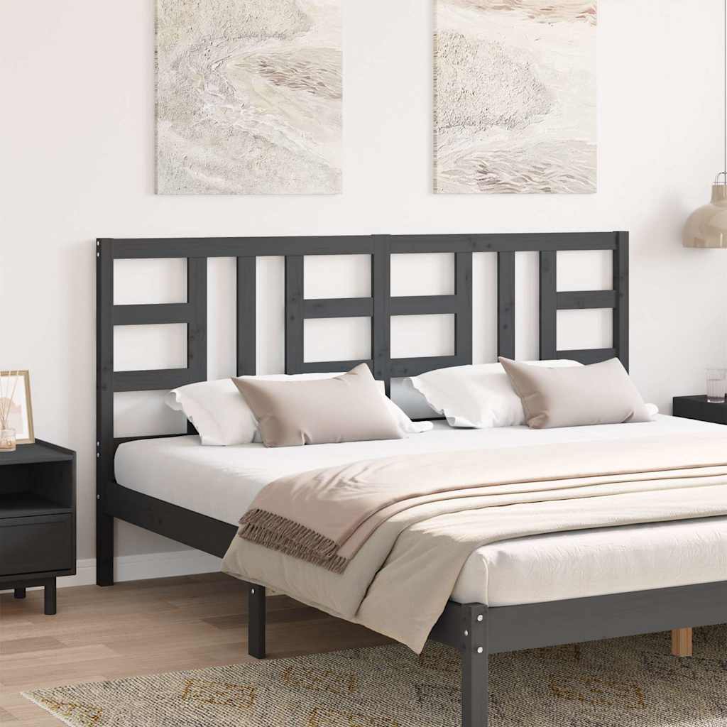 Headboard Gray 186 x 4 x 100 cm Solid Pine Wood