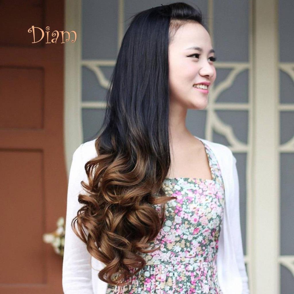 Tenfyer Женский Длинный Кудрявый Волнистый Градиентный Цвет Омбре Три Четверти Полный Парик Волос