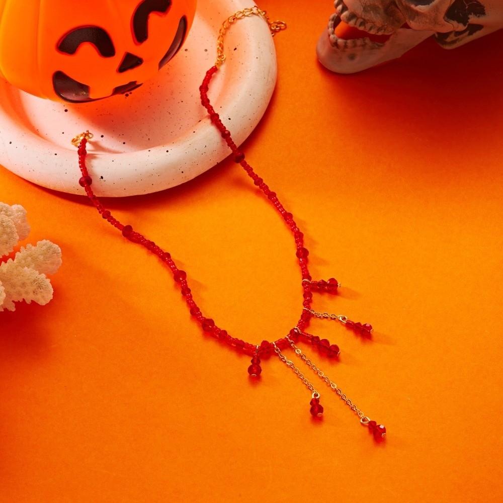 Red Blood Drop Necklace Tassel Halloween Choker Fashion Halloween Collarbone Chain Women