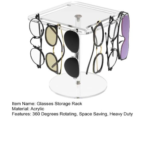 Вращающийся на 360 градусов органайзер для солнцезащитных очков, однослойный/двухслойный прозрачный акриловый стеллаж для хранения очков, экономящий место, прочный держатель для очков