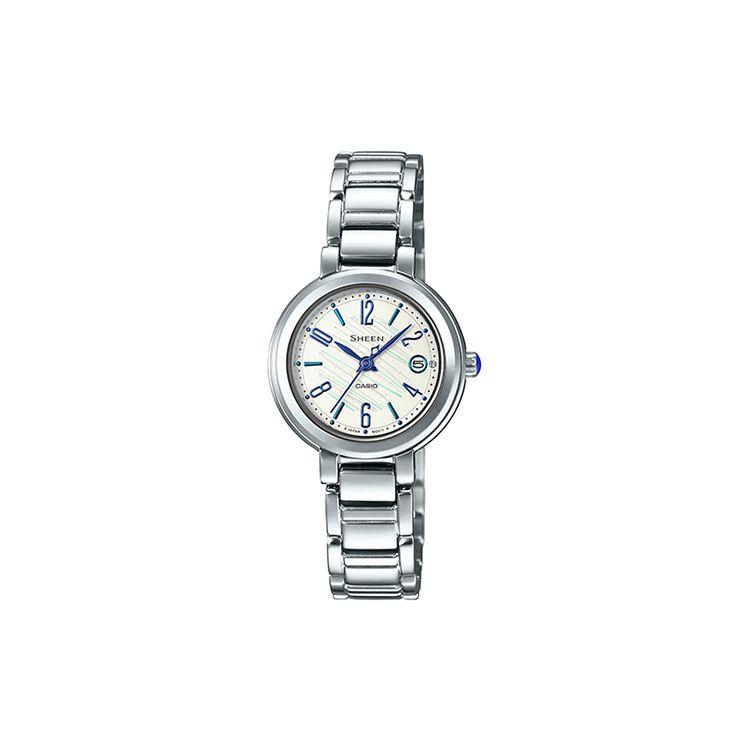 Casio Sheen Gradient Leaf Design Date Display Fashion Simple Waterproof Business Watch Quartz Movement Stainless Steel Strap SHE-4531D-7AUPR