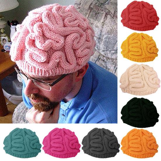 Шляпа-бини с вязаным рисунком в стиле 'Spoof Horror Brain', смешная теплая шапка, головной убор для вечеринки, реквизит для фотосъемки