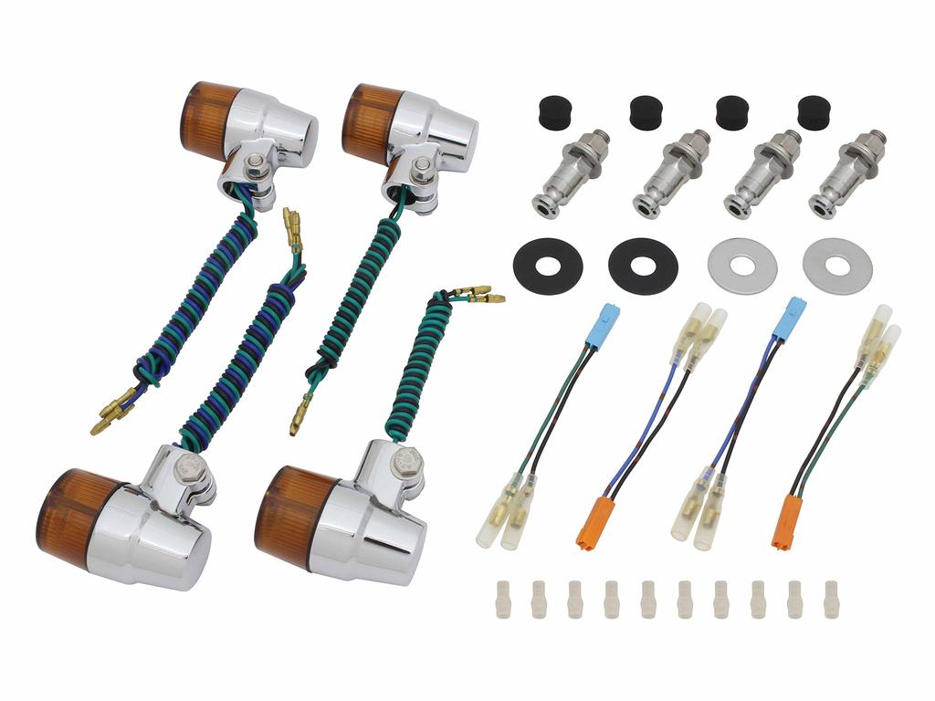 POSH FAITH Superbike Turn Signal Set for CB400SF with Chrome Body and Orange Lenses Mini-Type SPEC1/2 ('99-'03) (Product Code 052432-33)