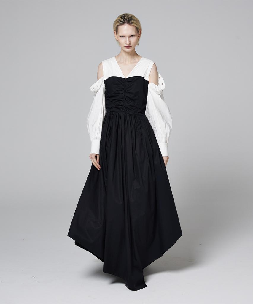 Meuameu Off Sleeve Origami V-Neck Dress
