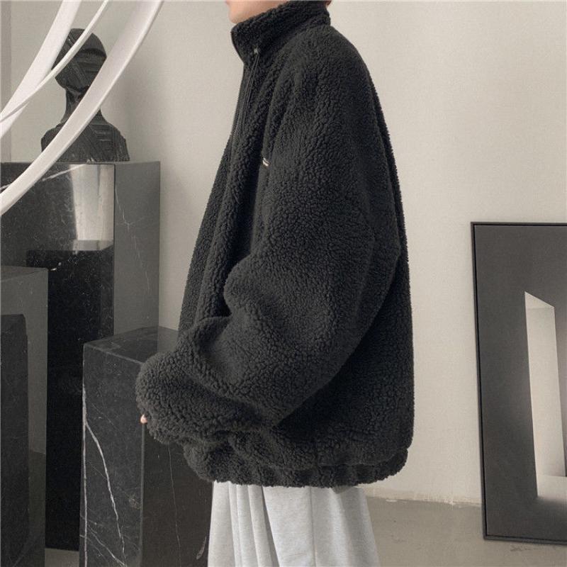 Lamb's Fleece Jacket Men's Models Autumn and Winter Korean Version of Loose Handsome Men's Winter Plus Thick Jacket