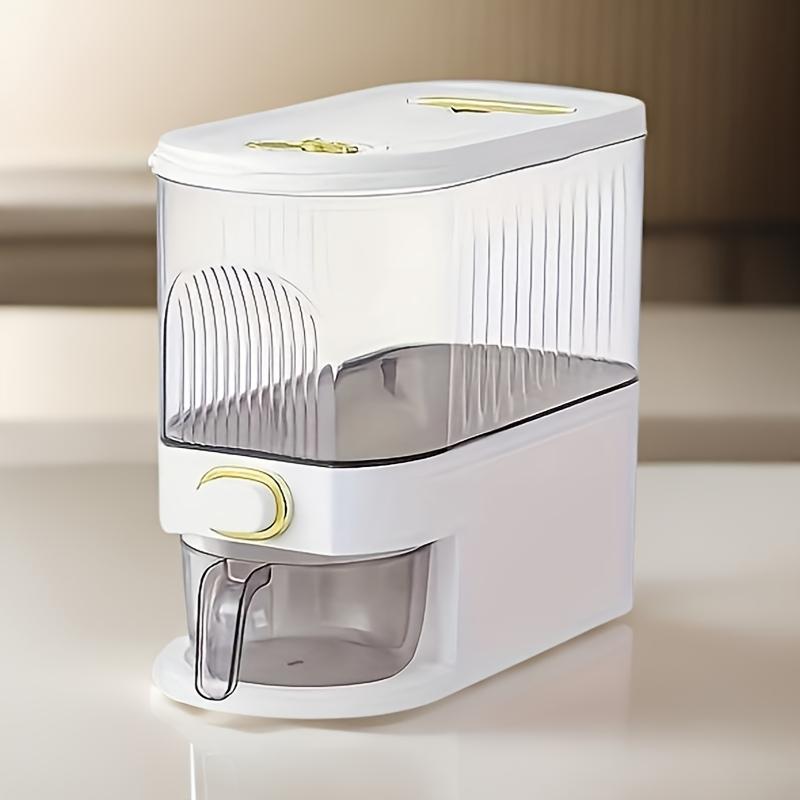 2-в-1 большой дозатор риса и контейнер для хранения сухих продуктов с мерным стаканом и шкалой времени, откидной пластиковый кухонный органайзер для зерен