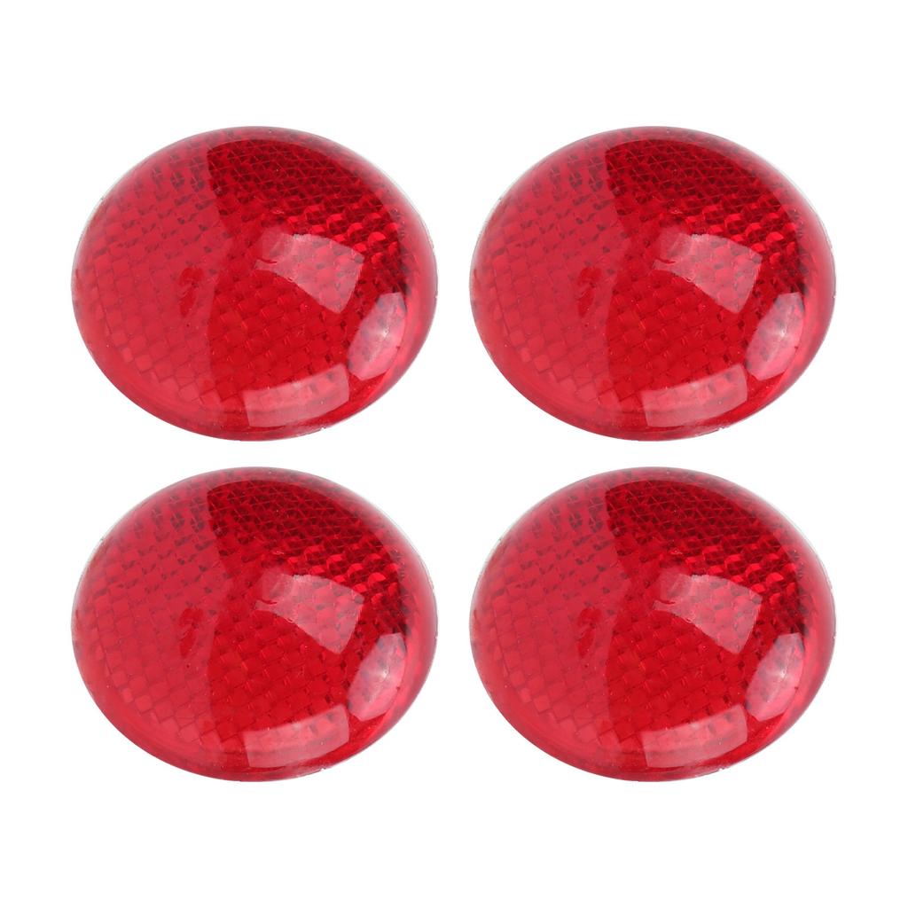 4PCS Red Reflector Round 3Dimensional ABS Decoration Protection Decal for Automobile Motorcycle