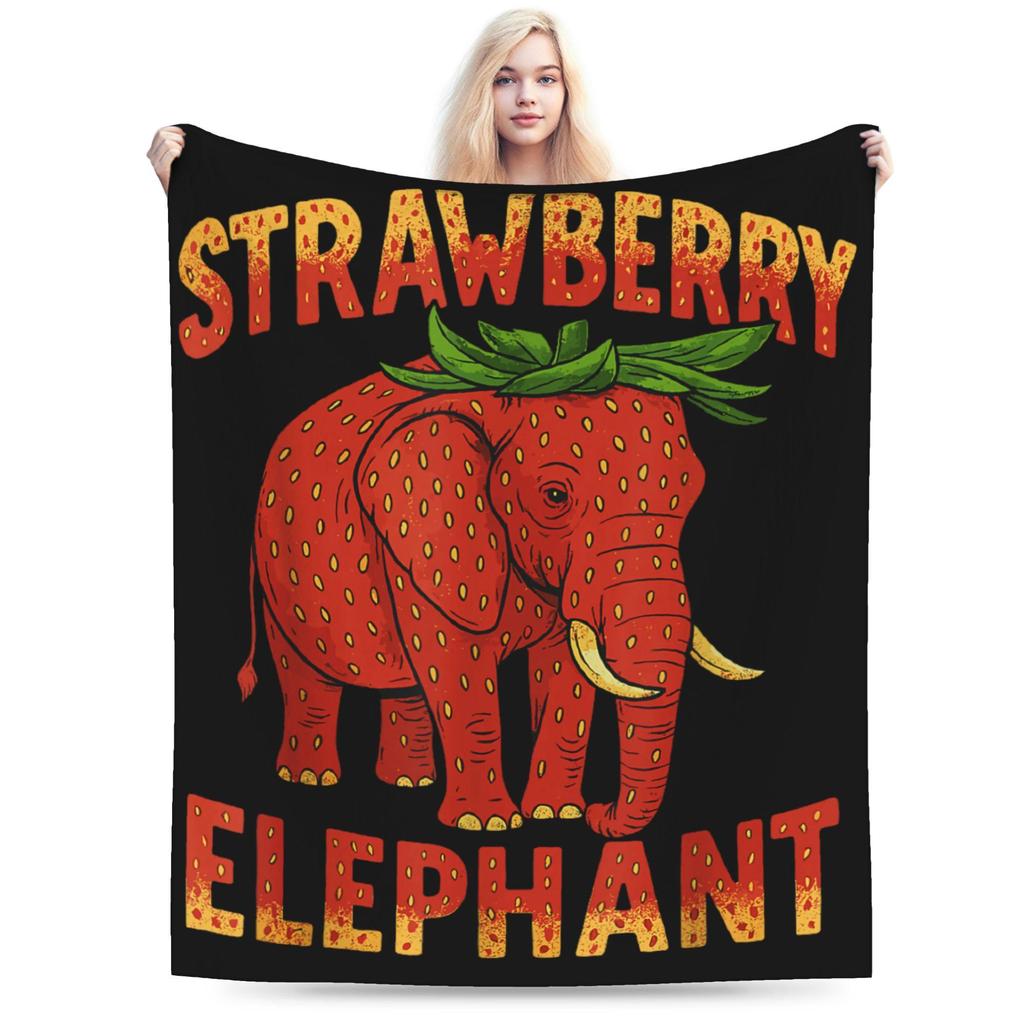Strawberry Elephant Funny Italian Brainrot Gaming Meme Blankets Quality Super Soft Bedding Throws Winter Picnic Couch Bed