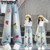 Girls' Jeans Spring and Autumn Children's Pants Spring Loose Wide Leg Pants