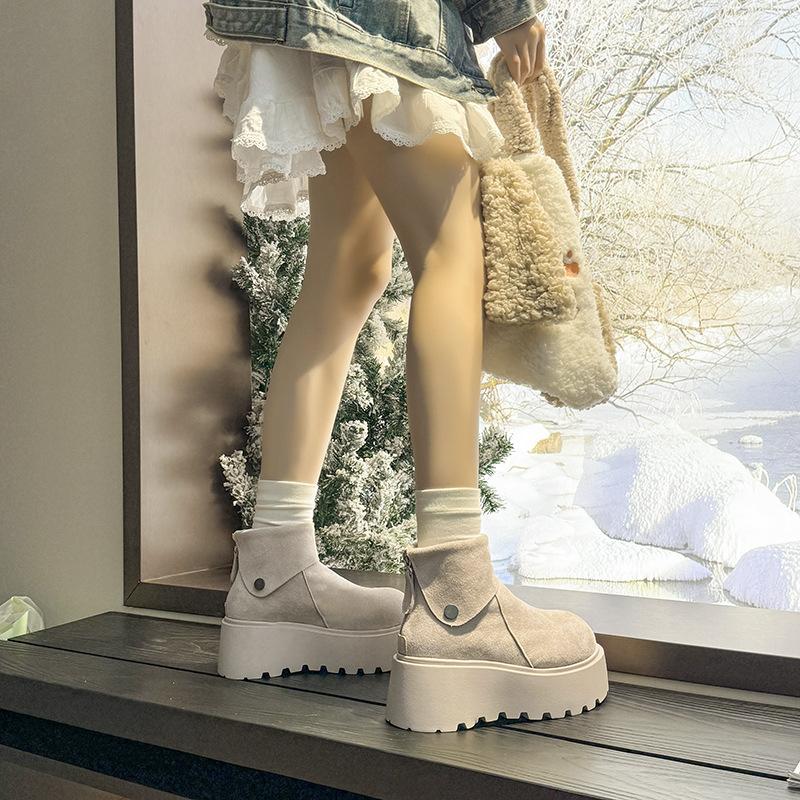 Женские зимние теплые меховые ботинки большого размера, утолщенные, на меху, зимние, ботильоны до щиколотки, нескользящие, для пеших прогулок, спортивные, с большой головой, хлопковые туфли