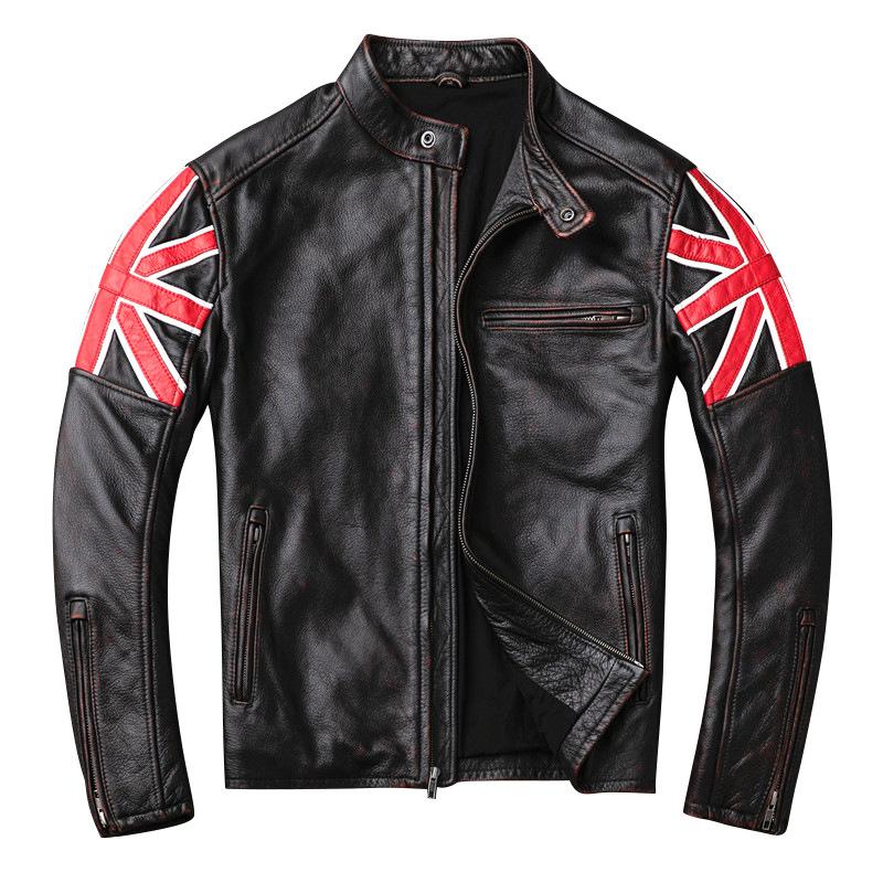 Old Vintage First-layer Cowhide Leather Jacket Men's Trendy Stand-up Collar Leather Jacket