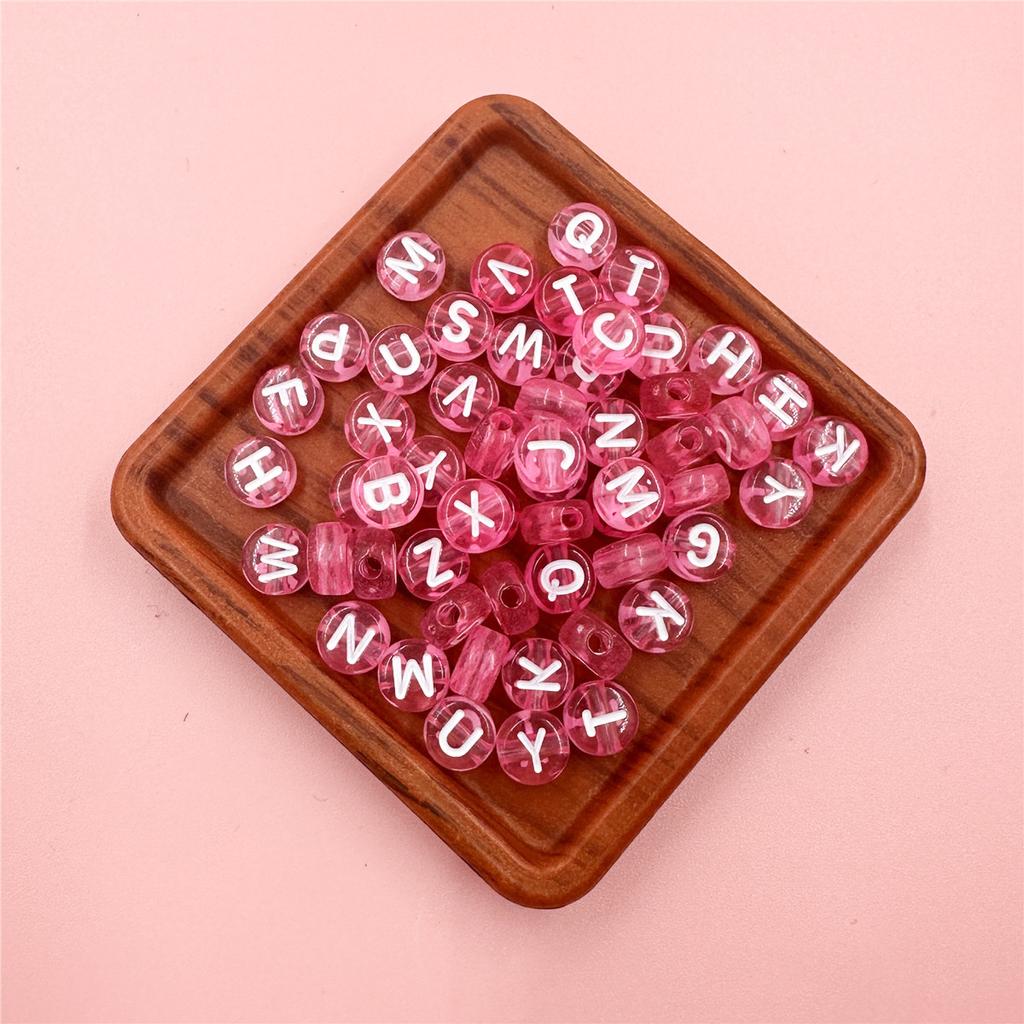 100Pcs 7mm DIY Crafts Transparent Letter For Jewelry Making Loose Beads Necklace Bracelet Pendant Wholesale
