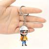 Cute Acrylic Flat 2D Builder Keychain - 2D Design Safety Hard Hat Key Ring for Christmas Birthday Gifts, Car and Backpack Decoration Accessories