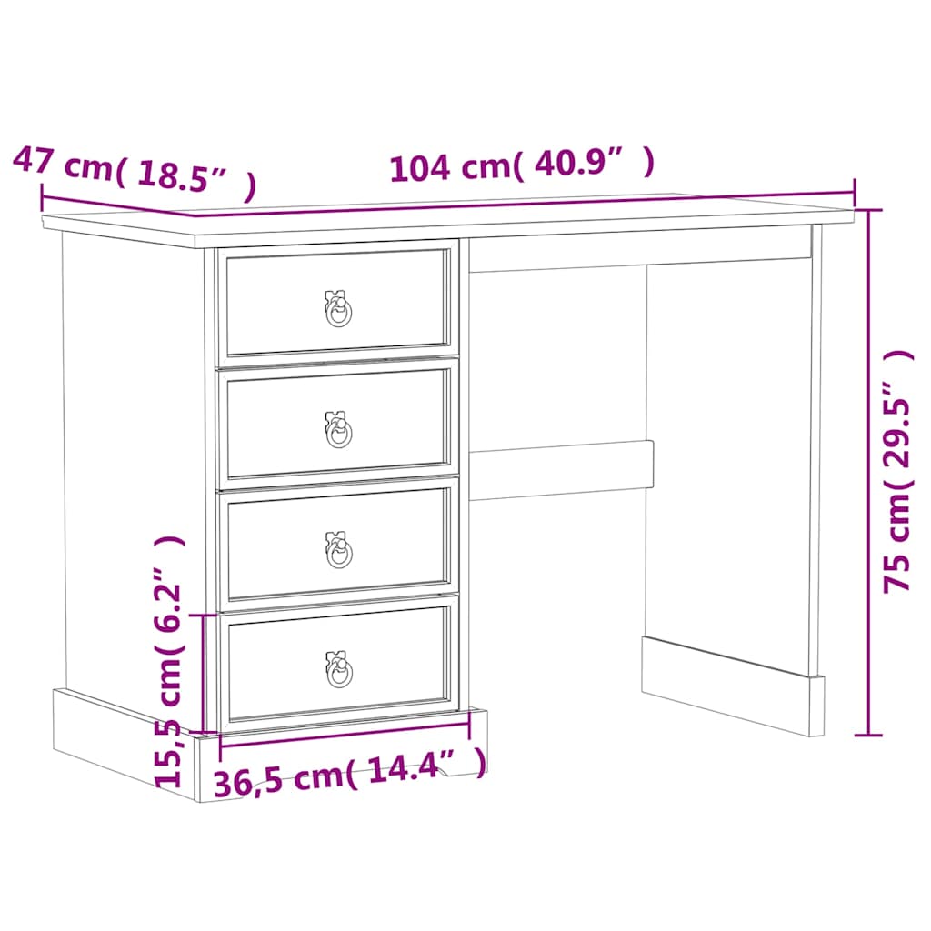 Makeup Table Corona 104 x 47 x 75 cm Solid Pine Wood